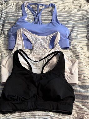 ZYIA Sports Bra Trio - Lavender, White & Black